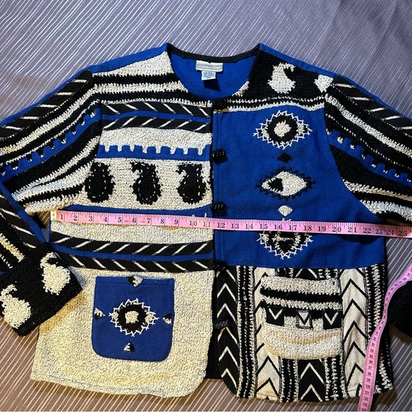 fabulous vintage funky cobalt blue wool jacket // size XL - Picture 7 of 12